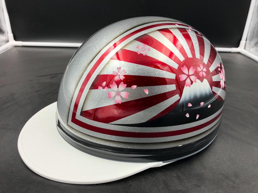 コルク半　カスタム　富士日章　三つボタン　シルバーレッド　ラメ　桜