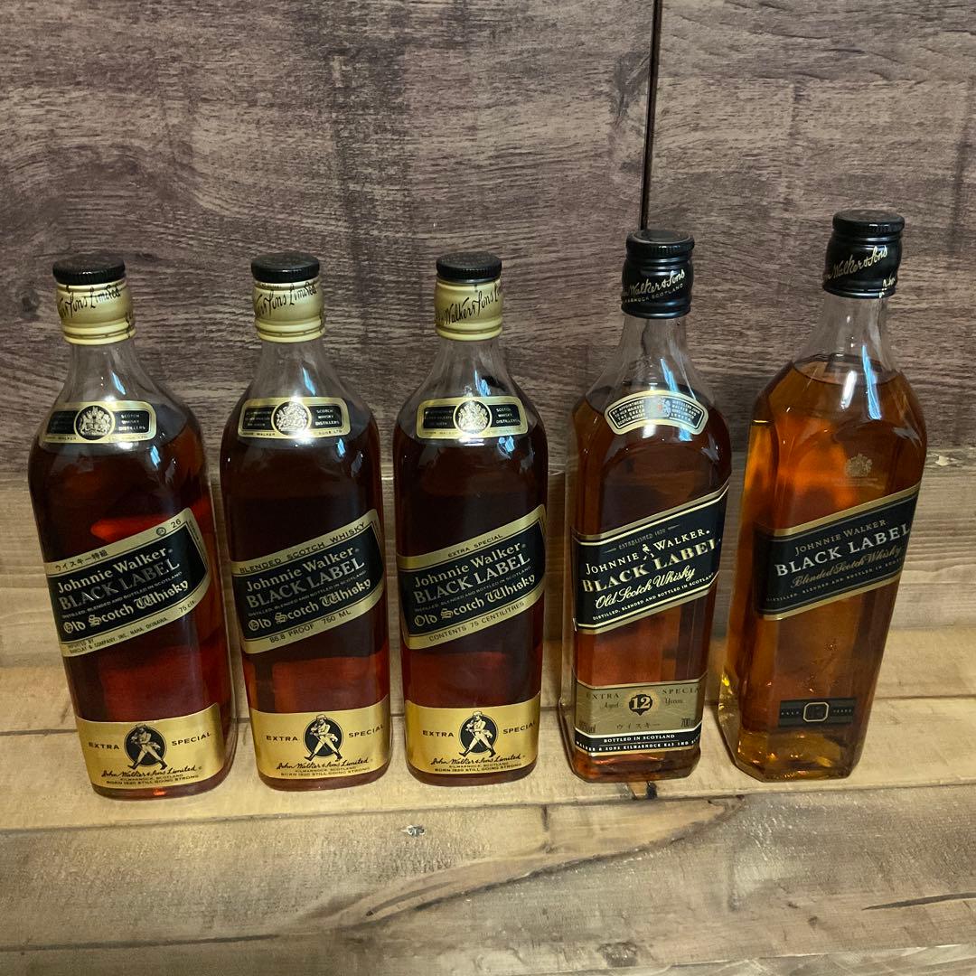 ジョニーウォーカー古酒　金黒キャップ3本他2本　5本セット