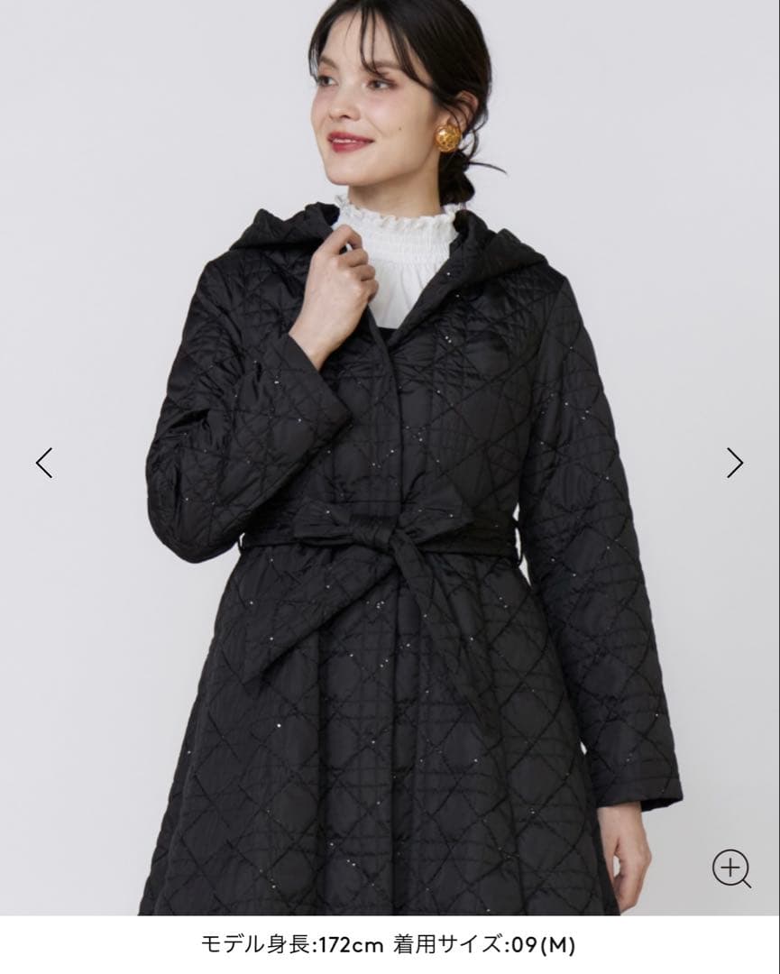 幾何学キルティングフーディコート　M Maglie le cassetto