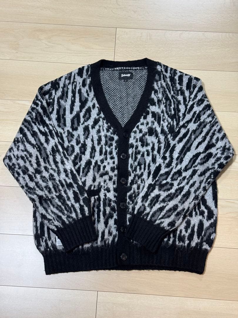 Schott レオパードモヘアカーディガン　サイズL