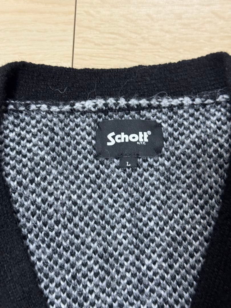 Schott レオパードモヘアカーディガン　サイズL