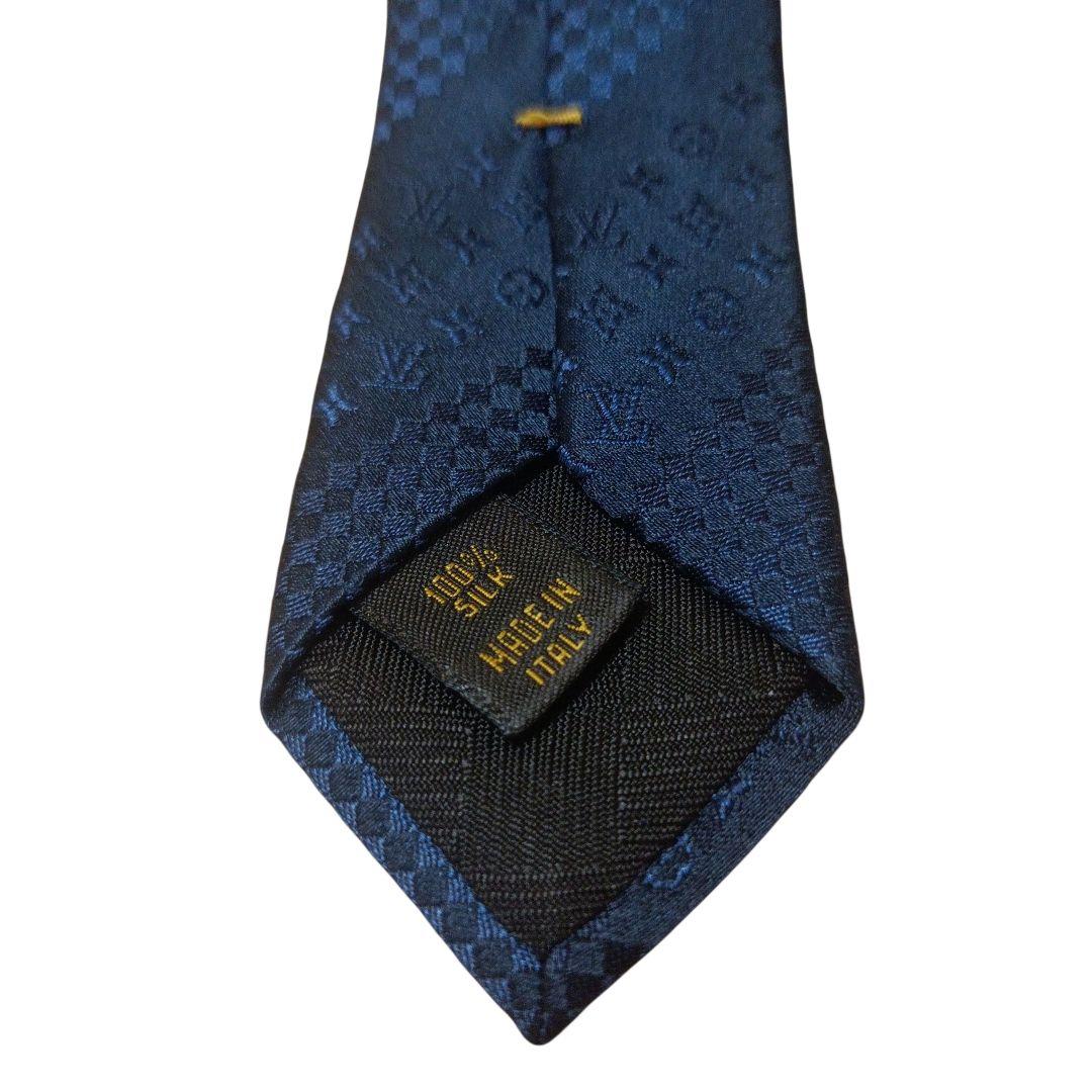 ルイヴィトン ネクタイ　モノグラム マイクロダミエ ネイビー