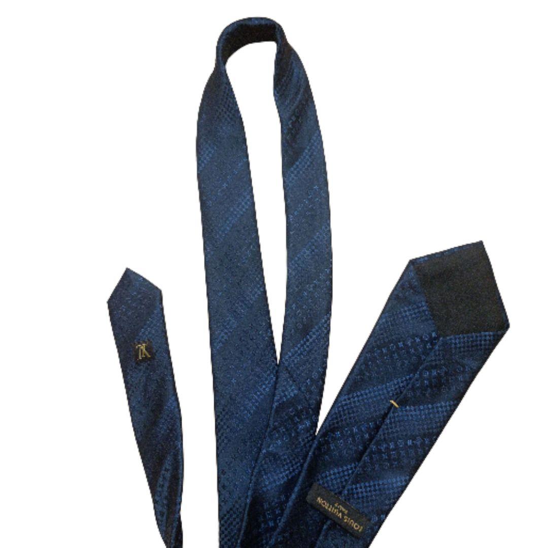 ルイヴィトン ネクタイ　モノグラム マイクロダミエ ネイビー