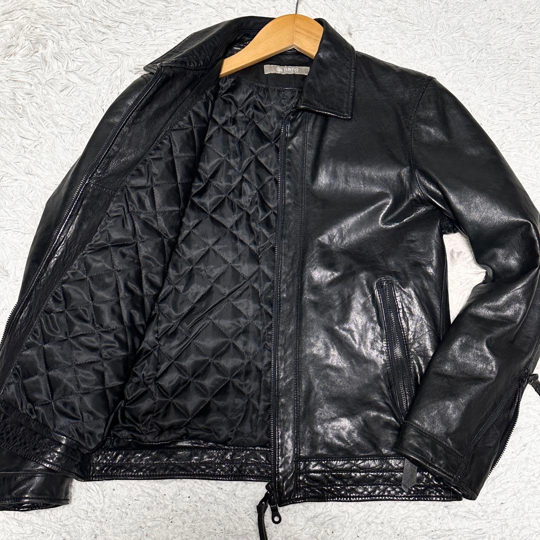 ナノユニバース　キルティング シングルライダース　ラムレザー ジャケット S