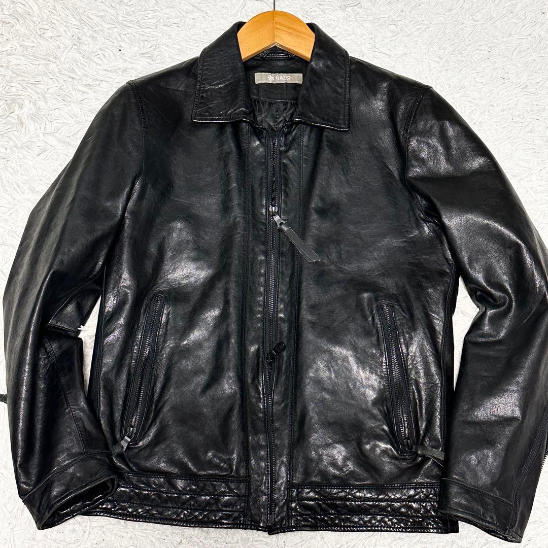 ナノユニバース　キルティング シングルライダース　ラムレザー ジャケット S