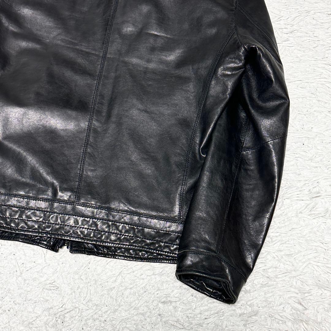 ナノユニバース　キルティング シングルライダース　ラムレザー ジャケット S