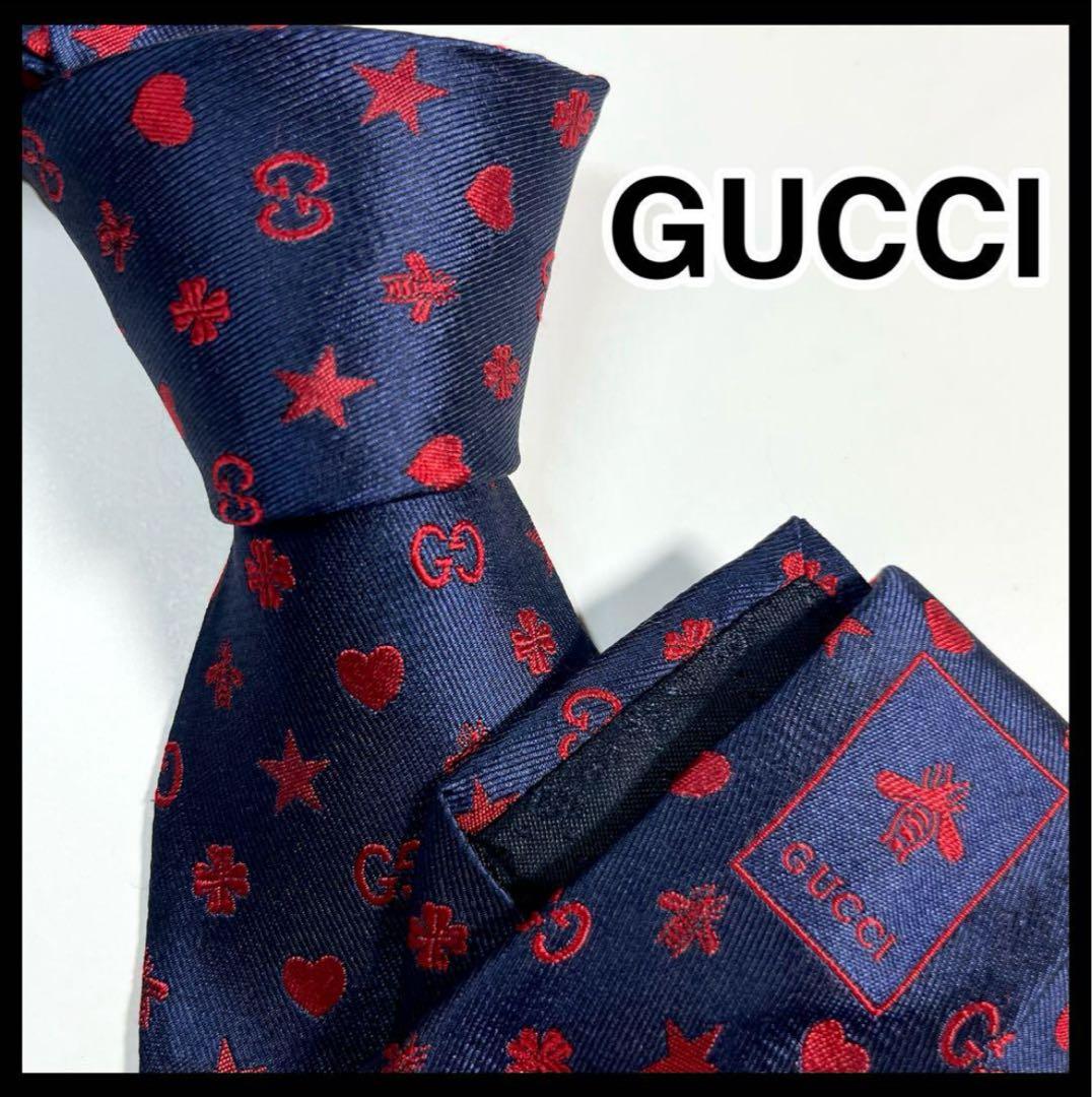 ✨良品✨GUCCI グッチ ネクタイ GG柄 星 ハート　蜂　クローバー