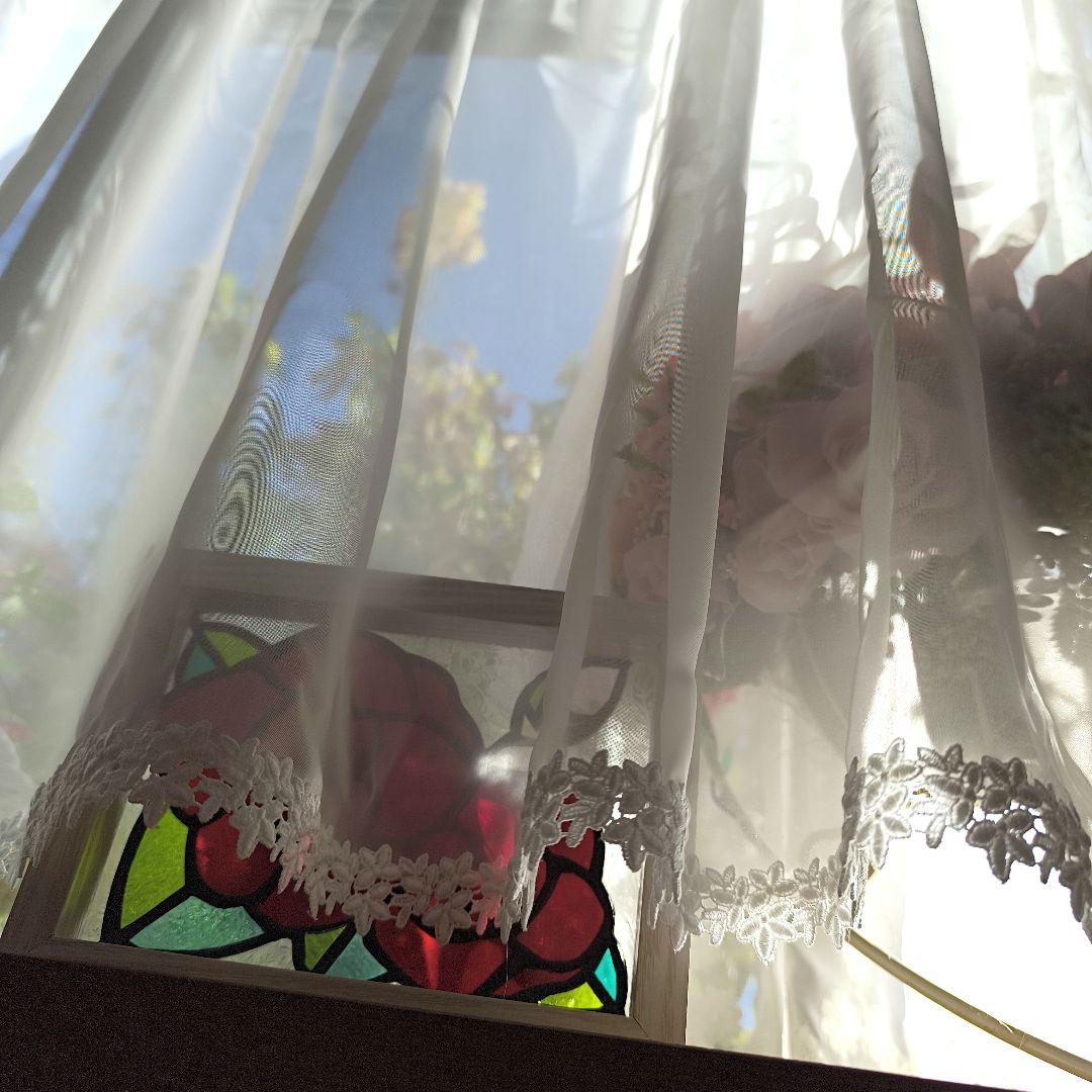 カフェカーテン【クッキー様オーダー品　ボイル＆ケミカルレース】ハンドメイド