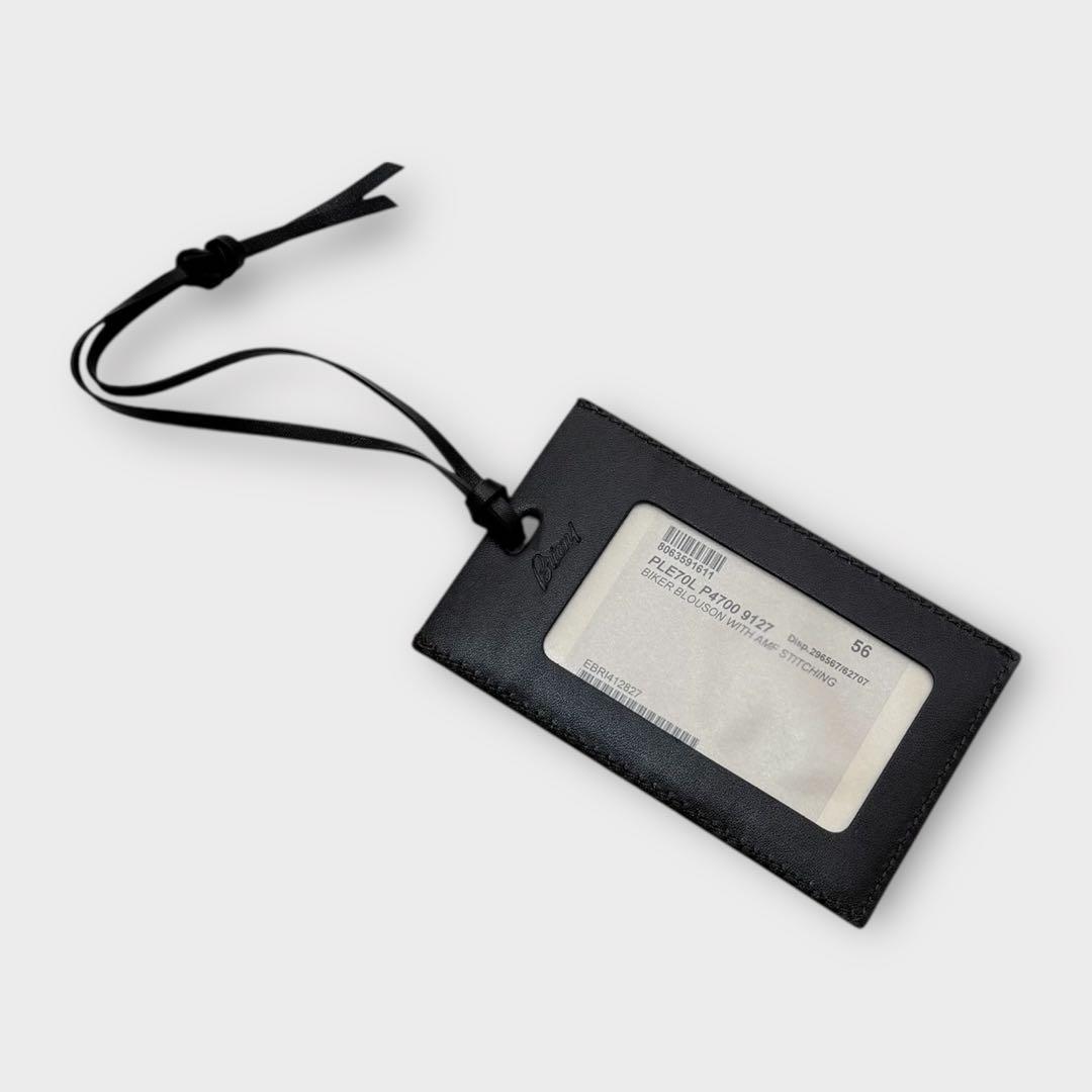 極美品 Brioni バイカーブルゾン レザージャケット 56サイズ ネイビー