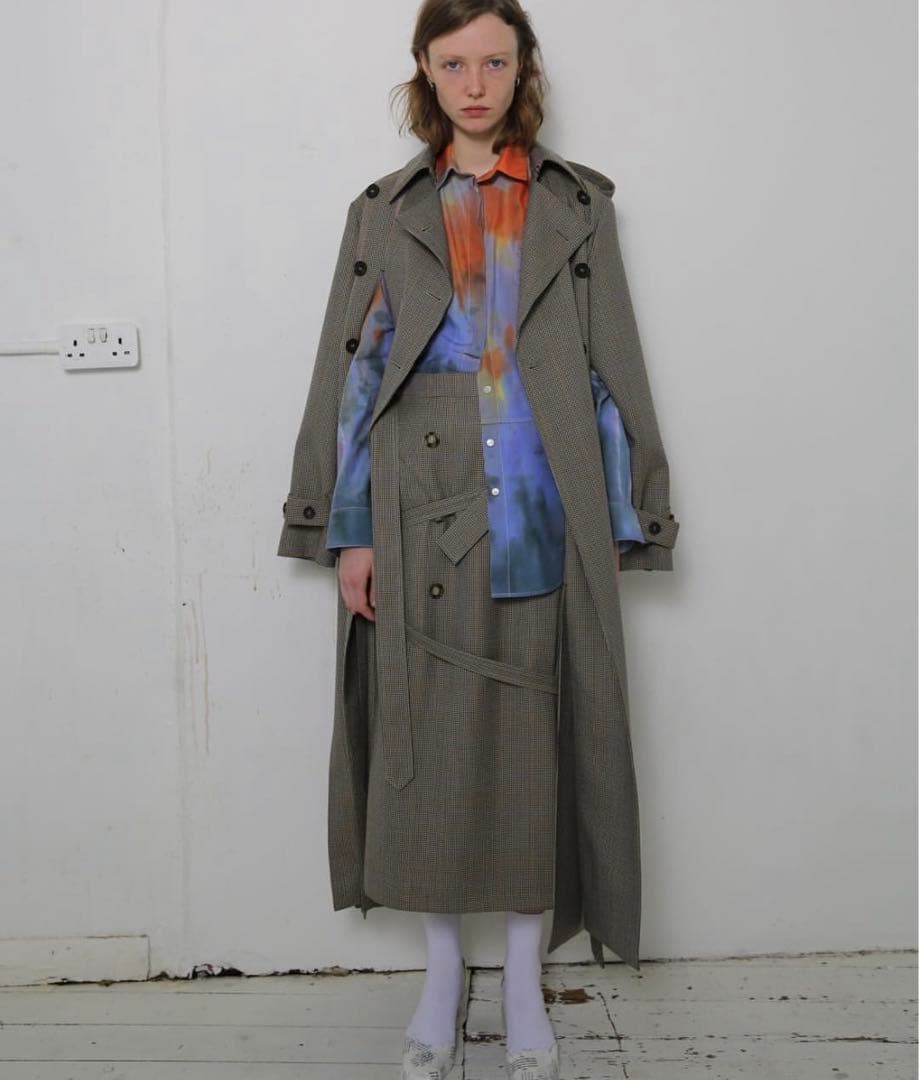 rokh 千鳥格子 ラップスカート ウエストリボン付き ロク