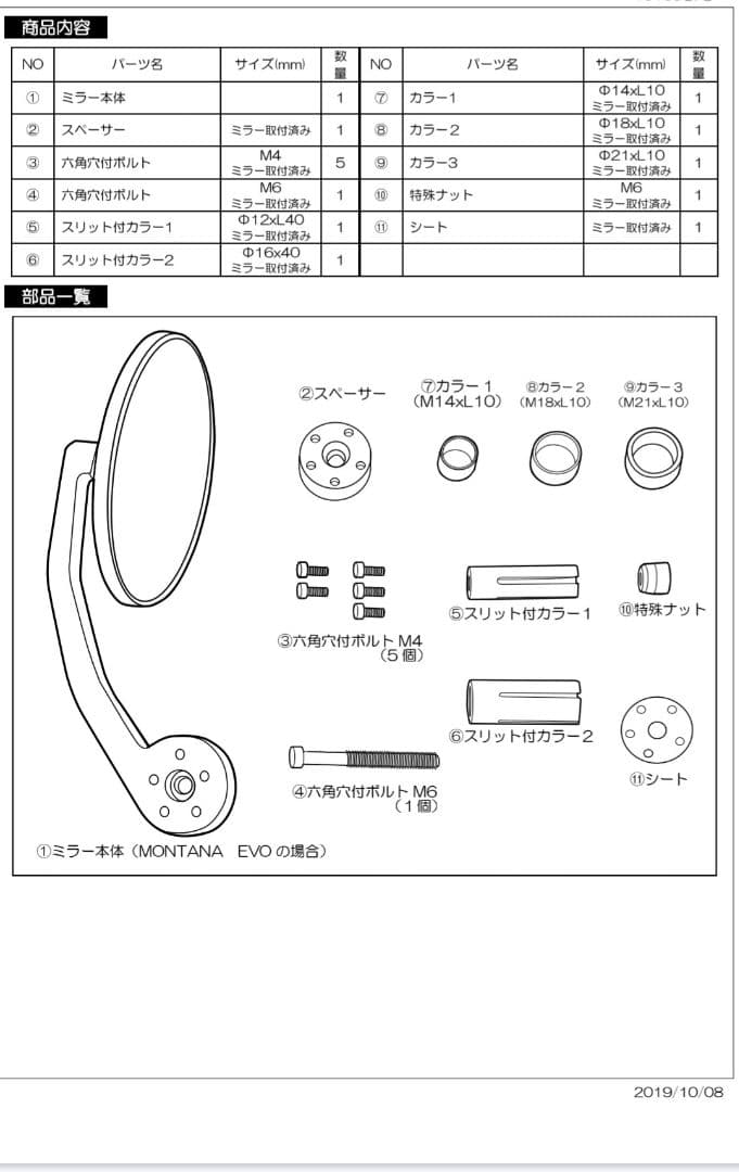 ハイサイダー バーエンドミラー モンタナEVO ブラック　2本セット【未使用品】