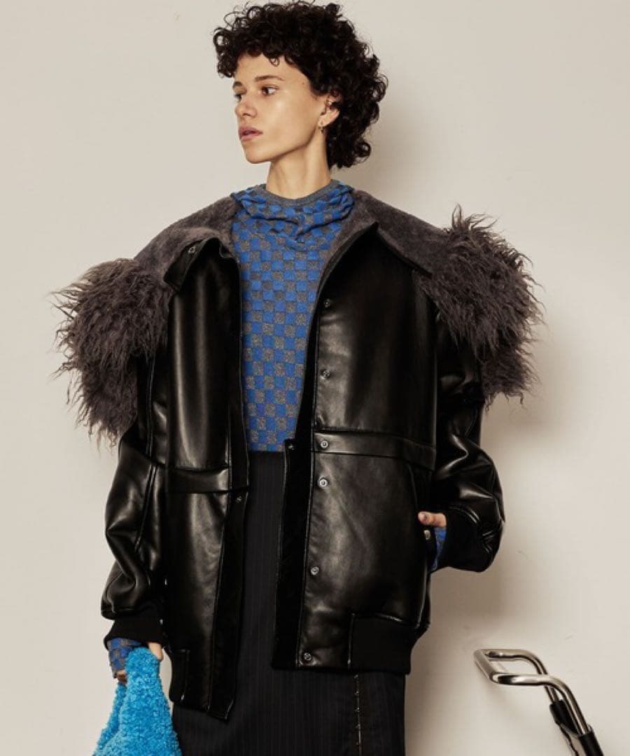 【美品】MAISON SPECIAL 2WAYレングスビッグカラーブルゾン