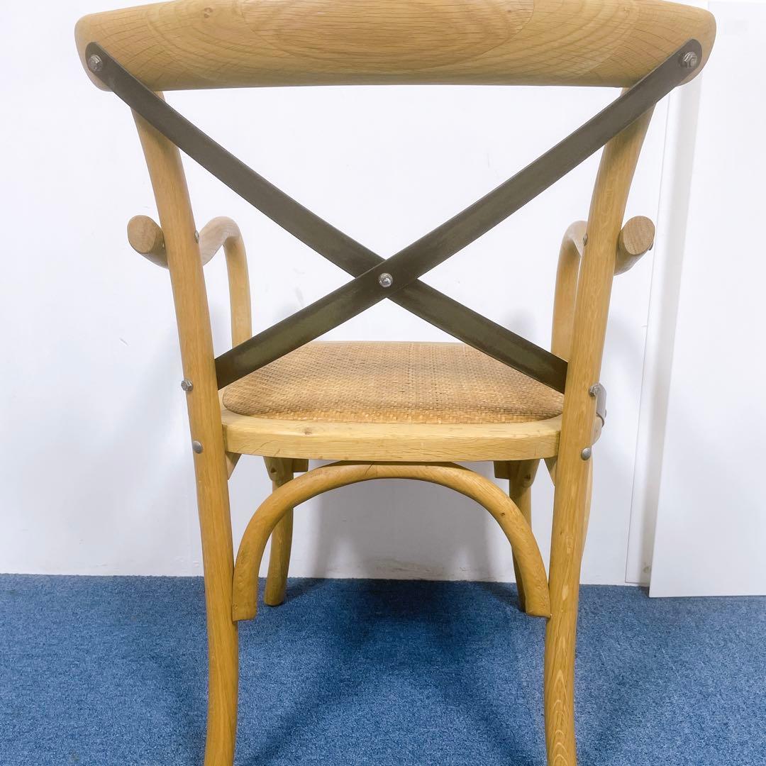 関家具 クラッシュゲート クロスバック ダイニングチェア アームチェア 椅子 籐
