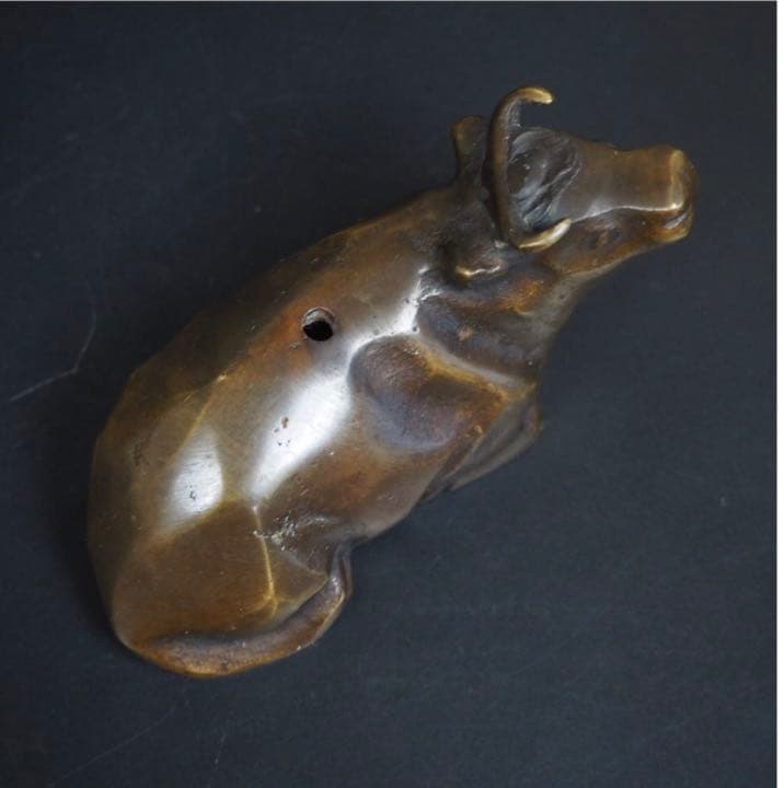 送料無料　時代物　作家物　宗雲造　銅製牛水滴　文房具