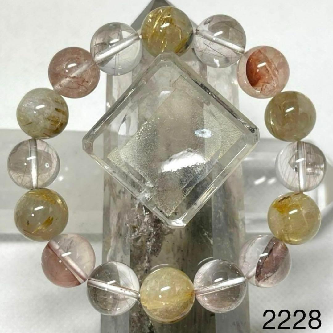 ルチルクオーツ　ライモナイト　パワーストーンブレスレット　内径約16cm