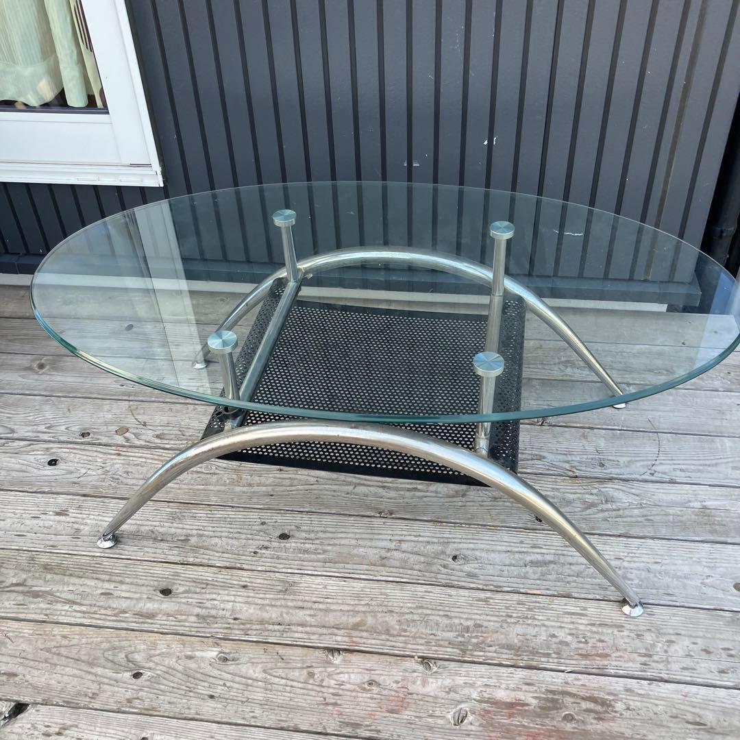 北欧レトロ ミッドセンチュリー アイアンフレームセンターテーブル ガラステーブル