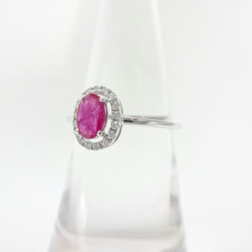 【美品】ルビー　ダイヤモンド　リング　0.45ct　0.09ct　K18WG