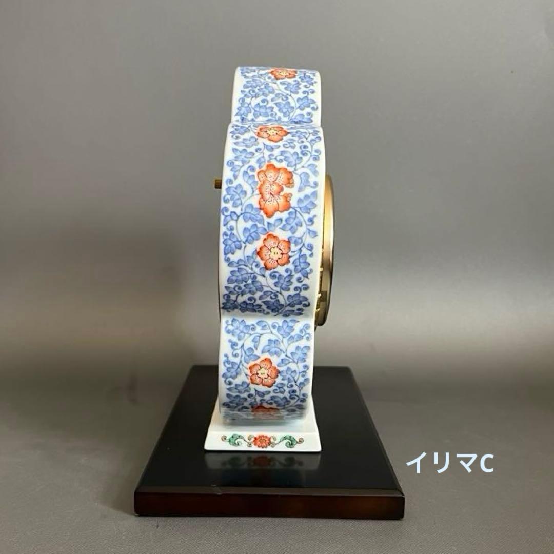 セイコー　置き時計　有田　池田製　SEIKO 花型　色絵花鳥文様　訳あり