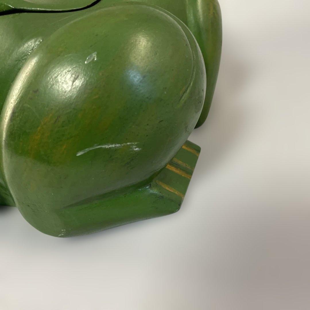 【ヴィンテージ】カエルの木彫り 一木造　小物入れ オブジェ（ハンドメイド）