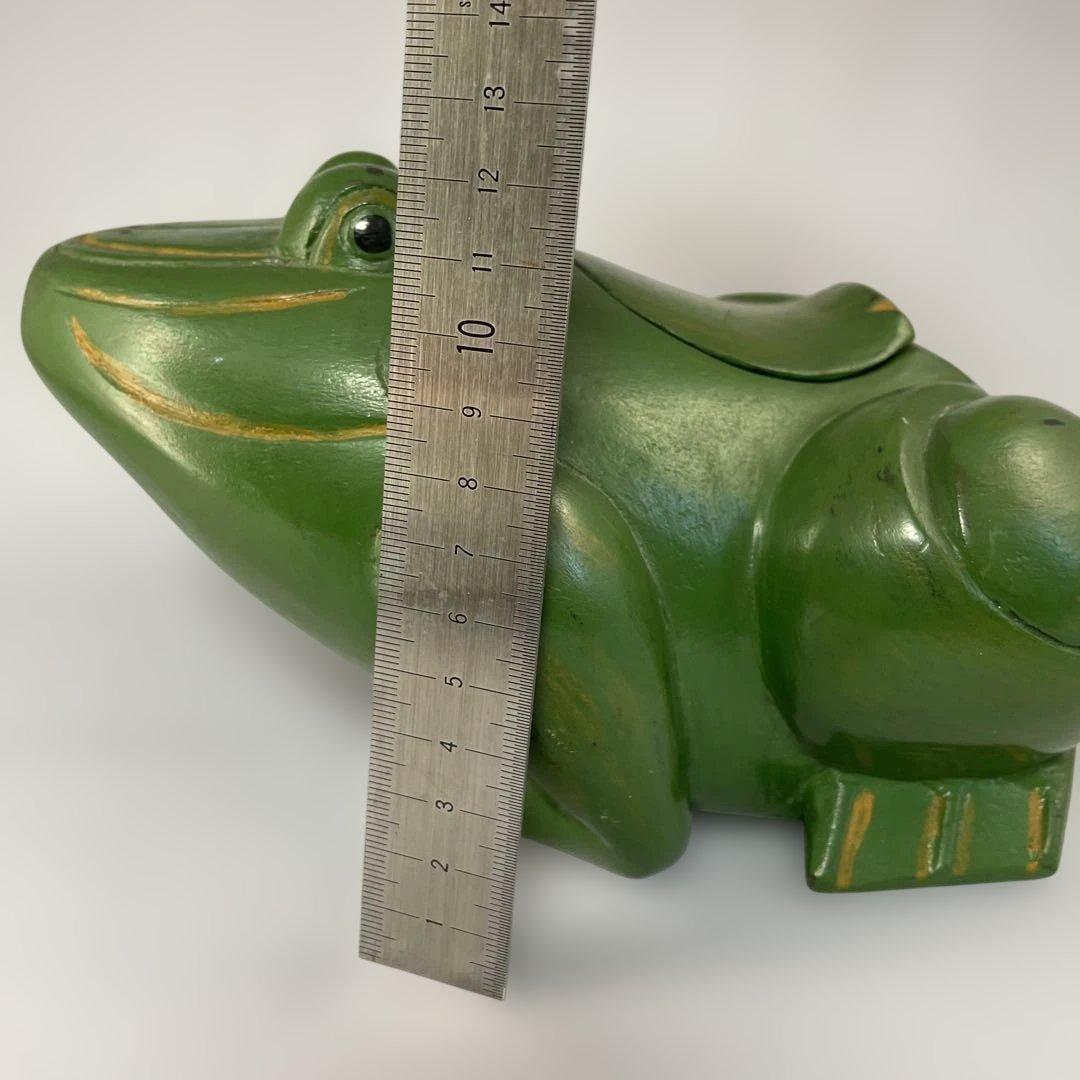 【ヴィンテージ】カエルの木彫り 一木造　小物入れ オブジェ（ハンドメイド）