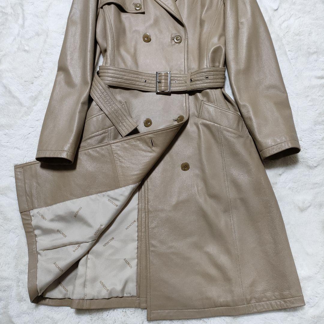 美品✨ バルマン レザーコート 総裏 ベルト ラムレザー L ベージュ