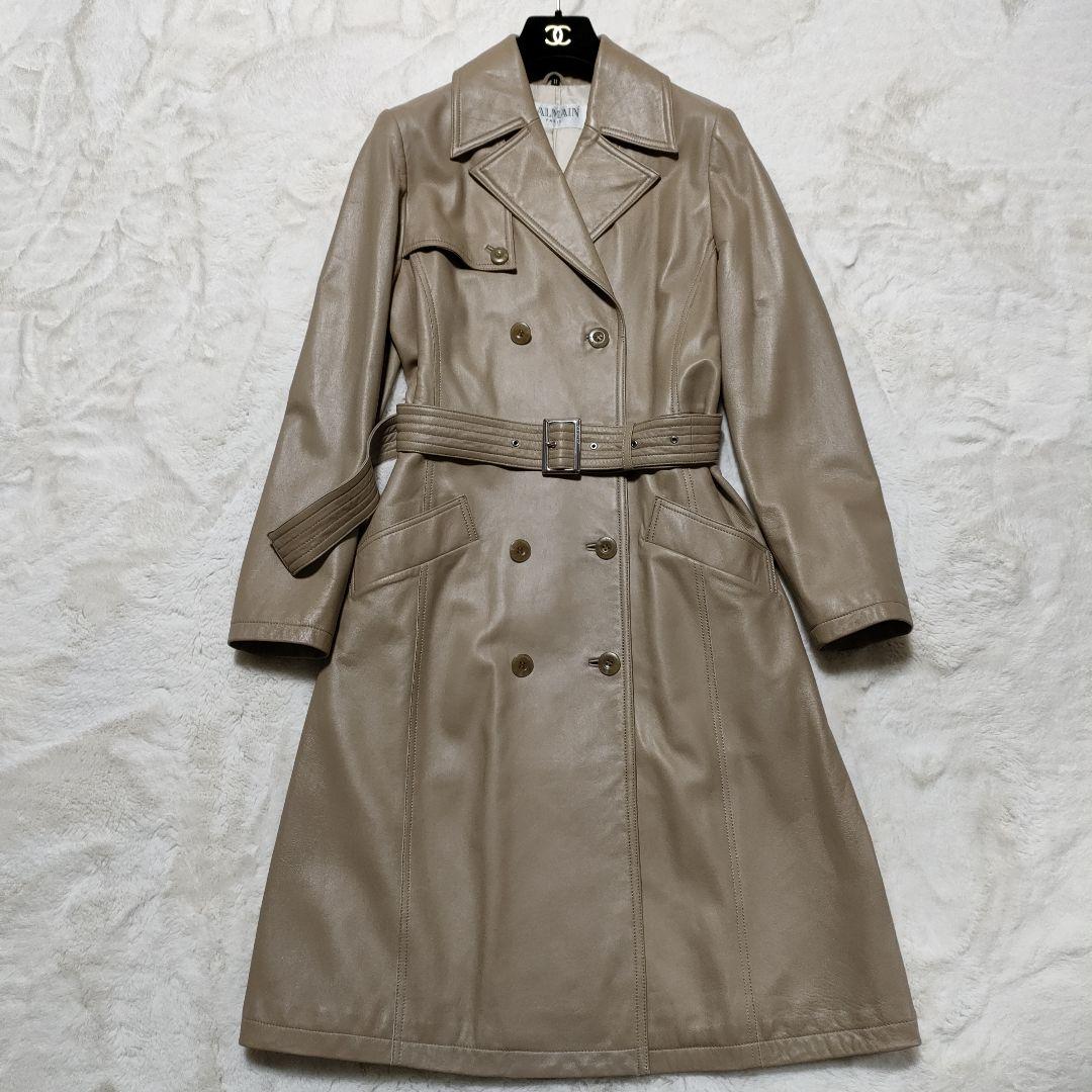 美品✨ バルマン レザーコート 総裏 ベルト ラムレザー L ベージュ