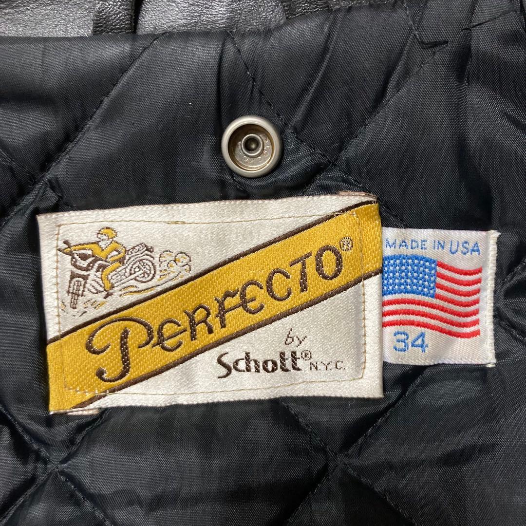 SCHOTT 618 USA製 34 ダブルライダース ブラック バイクタグ