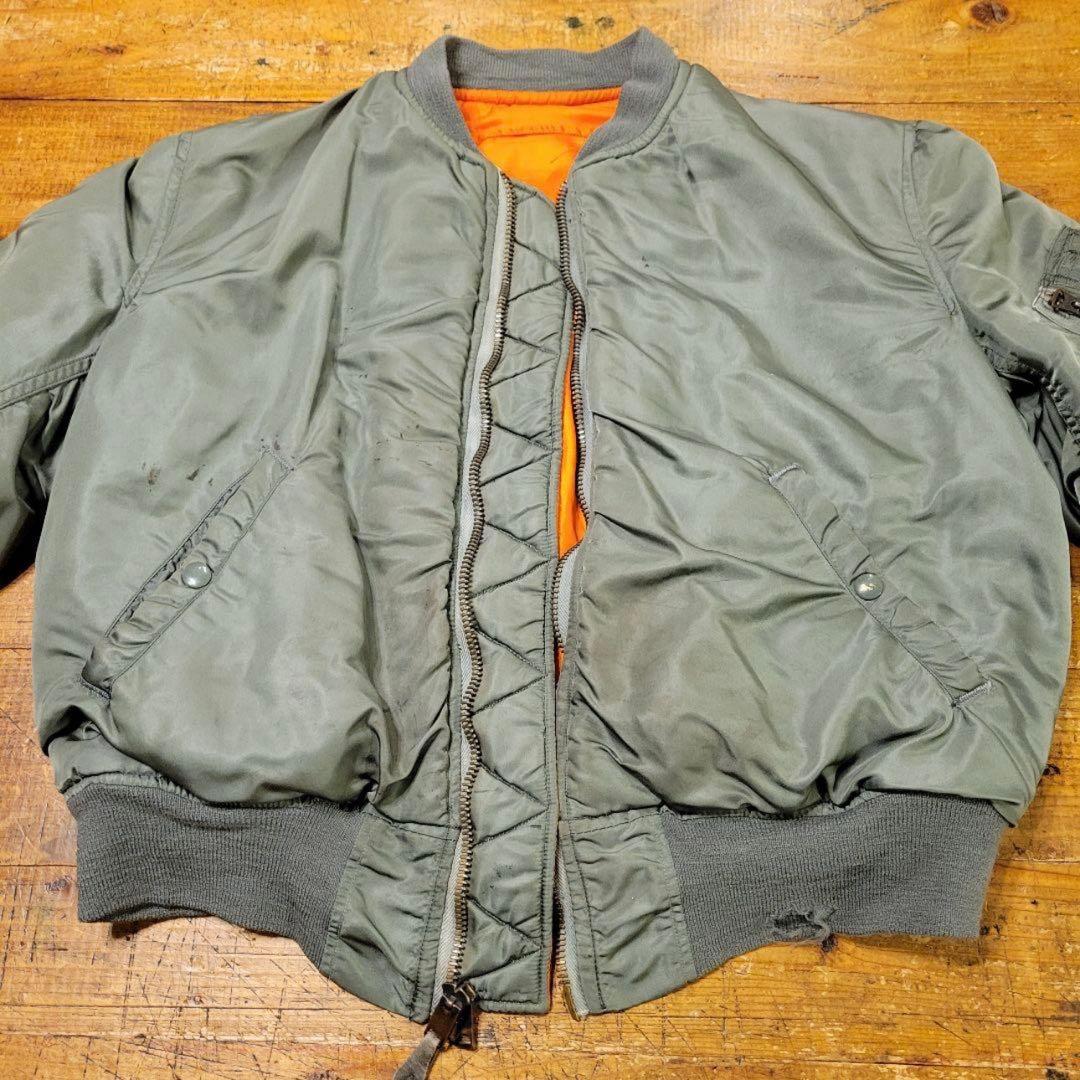 希少 60's USA製 vintage ALPHA MA-1 短丈 グリーン