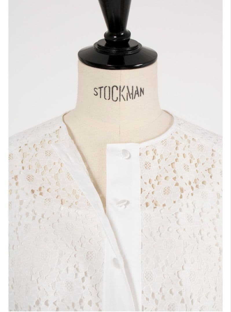 【新品☆タグ付き】yori レースオーバーサイズシャツ ホワイト