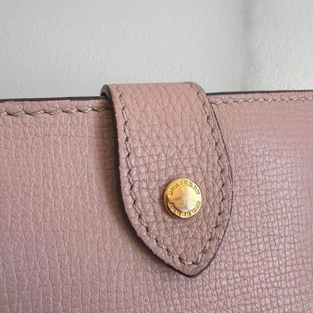 希少 BURBERRY バーバリー メガチェック 二つ折り財布 くすみ ピンク