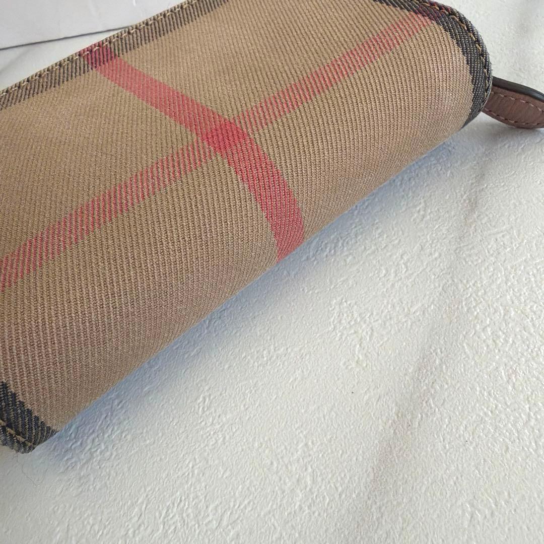 希少 BURBERRY バーバリー メガチェック 二つ折り財布 くすみ ピンク