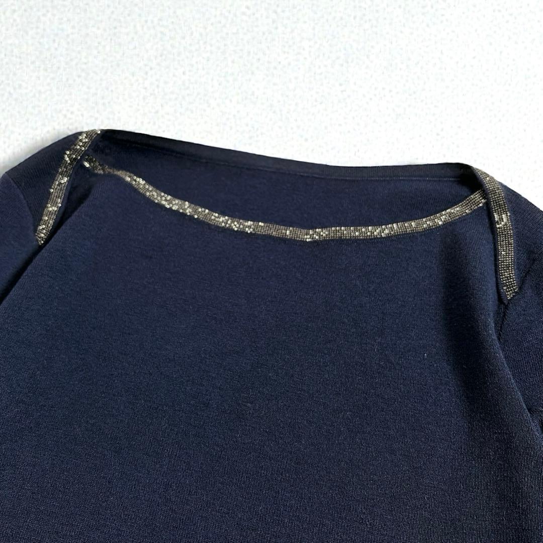 現行 25AW アナイ ステップビジュー ニット 38 紺 定価3.3万 卒業式