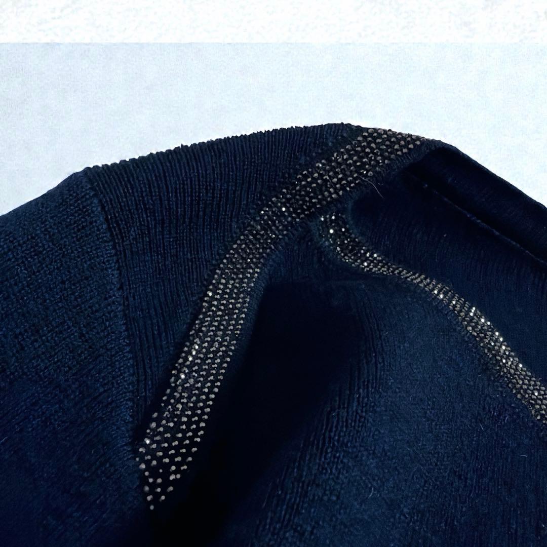 現行 25AW アナイ ステップビジュー ニット 38 紺 定価3.3万 卒業式