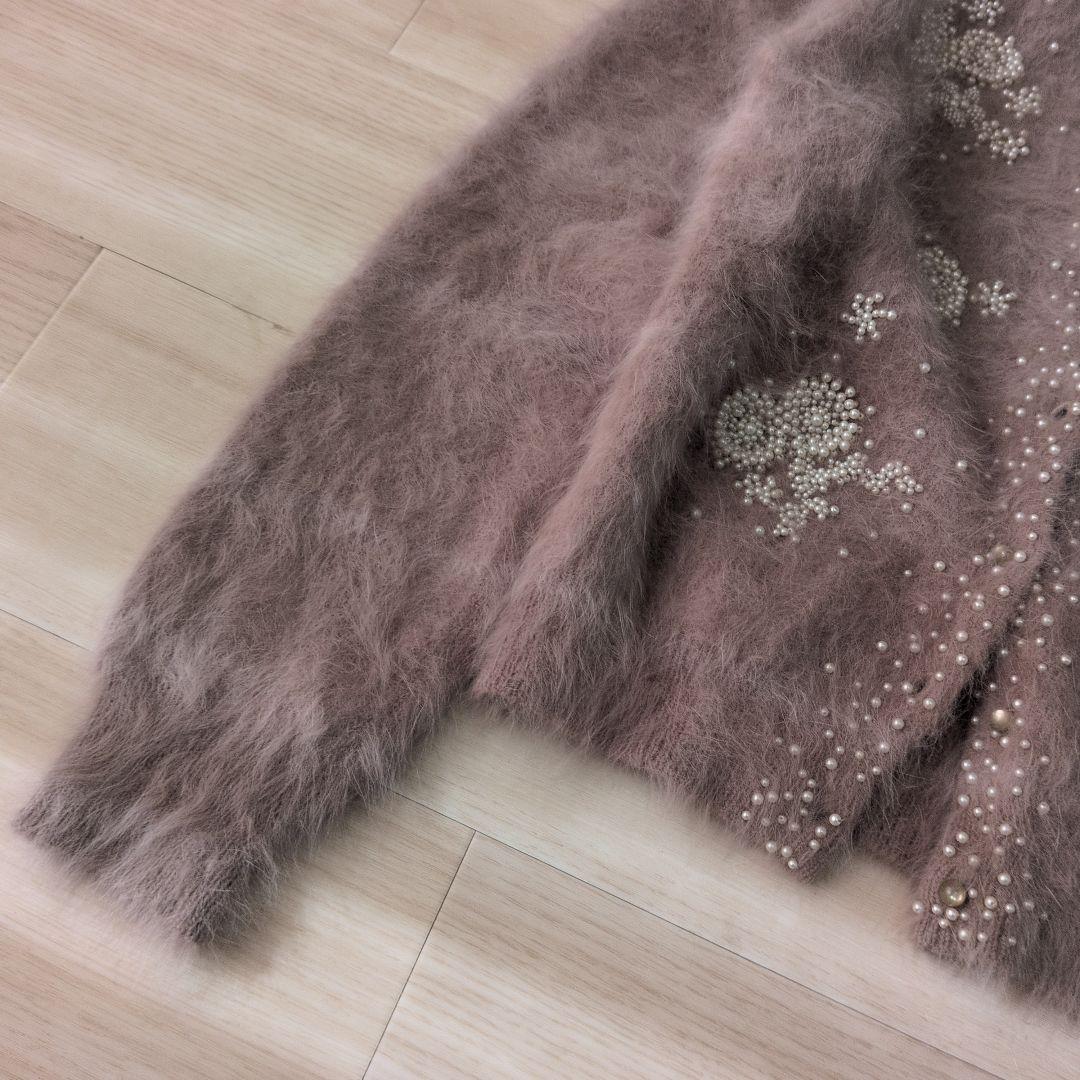 イエナ IENA アンゴラコンパールビーズ刺繍カーディガン