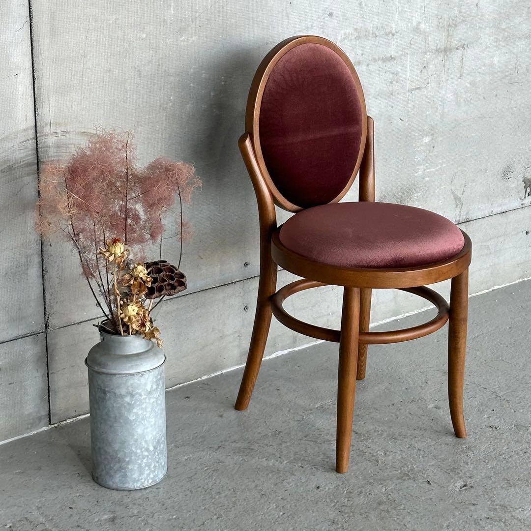 ✦70s★ 昭和興業 丸背チェア｜昭和喫茶 レトロ椅子｜ワインレッド ベロア調