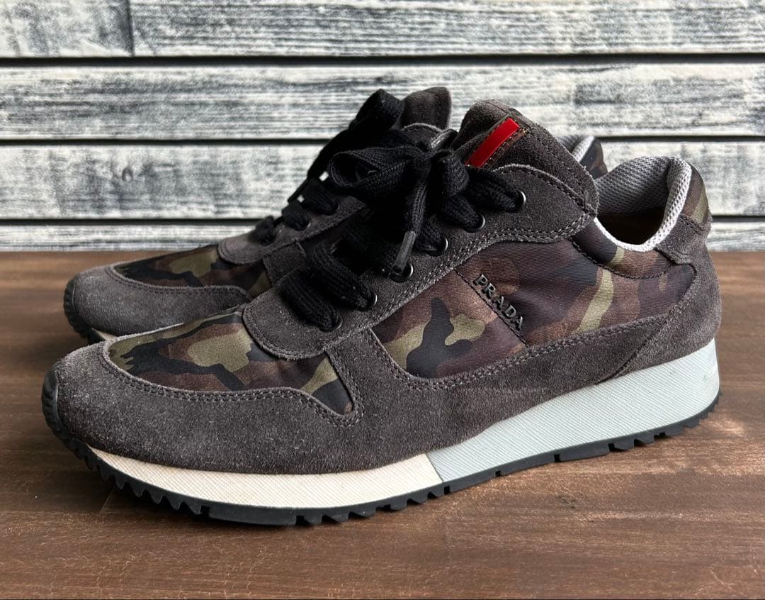 PRADA プラダ　カモフラージュ スエード スニーカー 24.0cmイタリア製