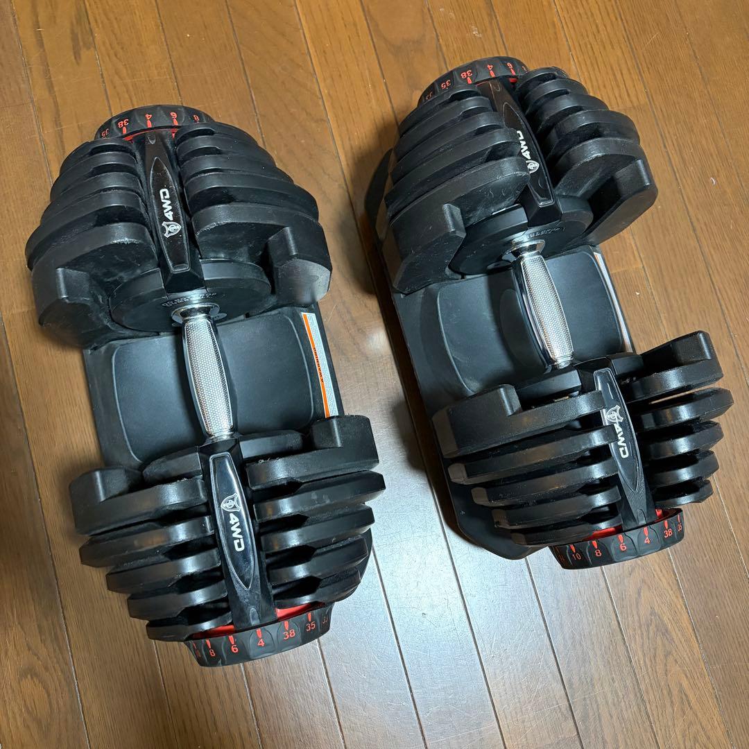 4WD 可変式 ダンベル 重量調整 ダイヤル式 38kg x 2個セット