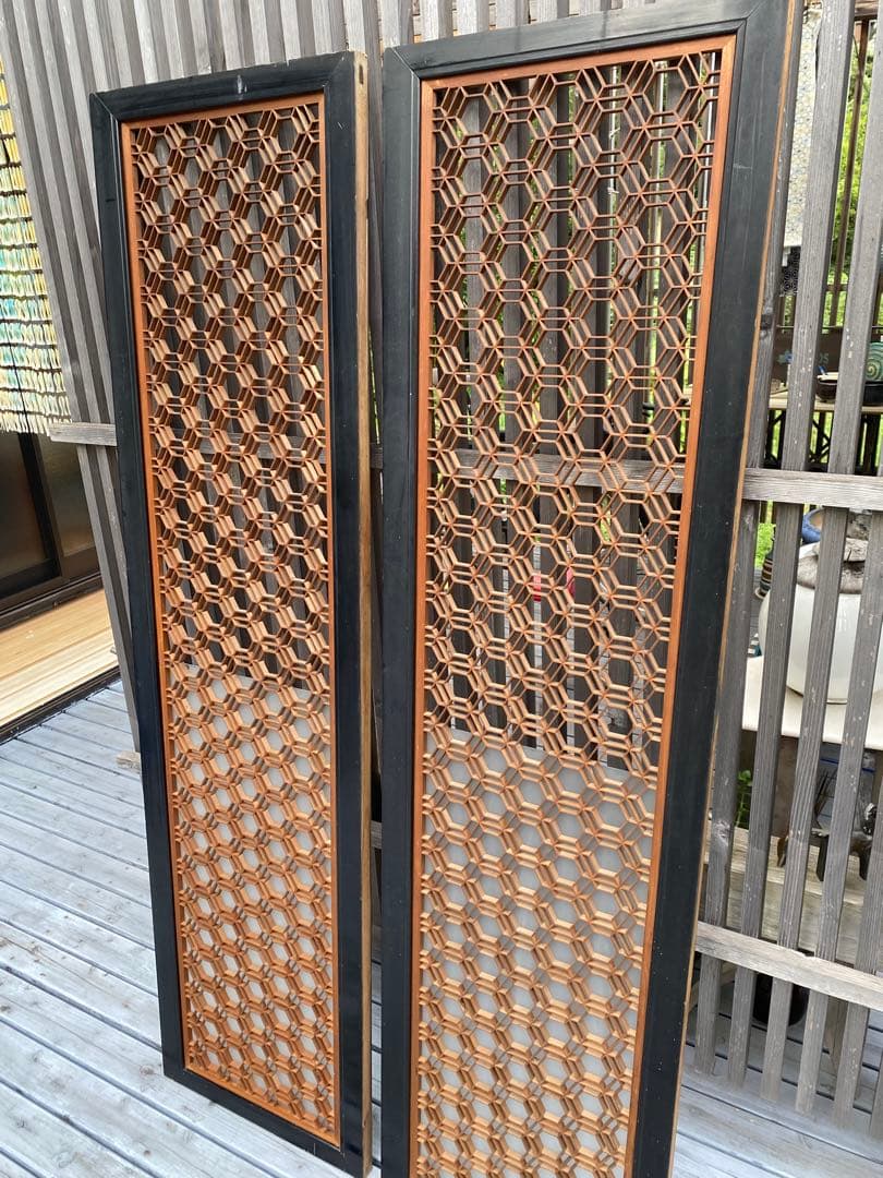 欄間　2枚セット　すりガラス付き　アンティーク　古民家