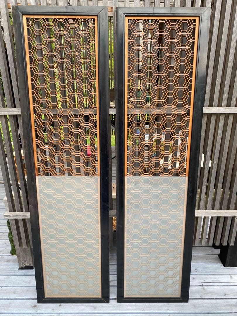 欄間　2枚セット　すりガラス付き　アンティーク　古民家