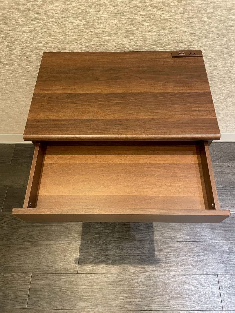 ダークブラウン 【パソコンデスク 引き出し】、コンセント、引き出し付き