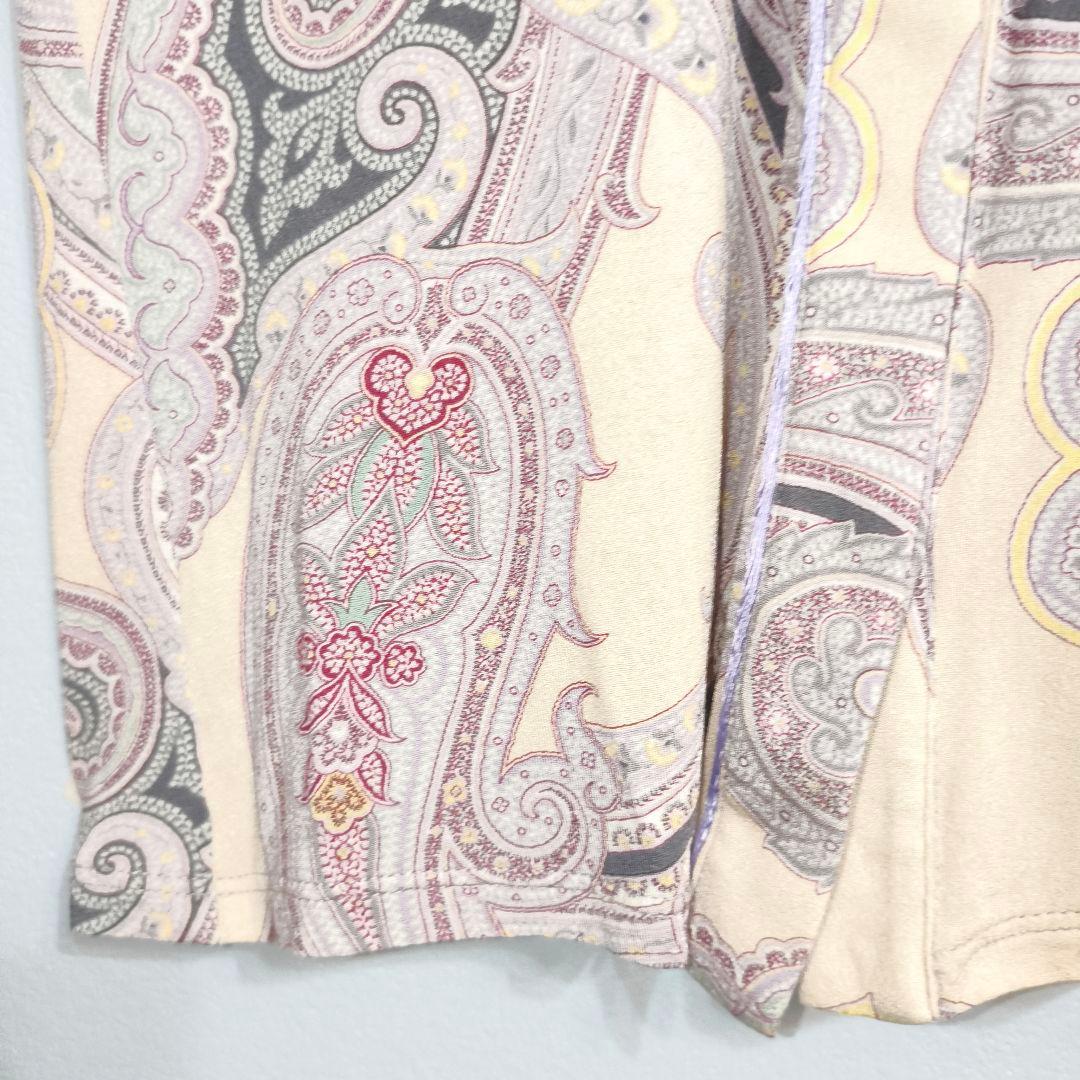 美品★MaxMara シャツ L ペイズリー薄紫色 伸縮性 白タグ イタリア製