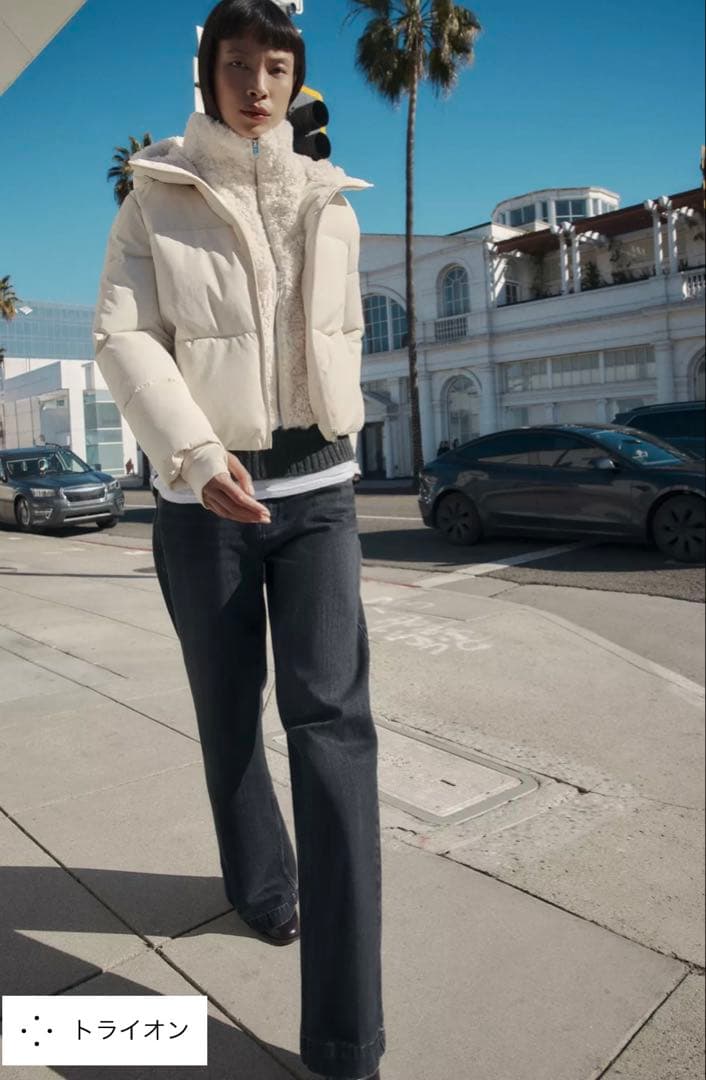 【ZARA】フェイクシープスキンフード付き撥水ウィンドブレーカー アノラック S