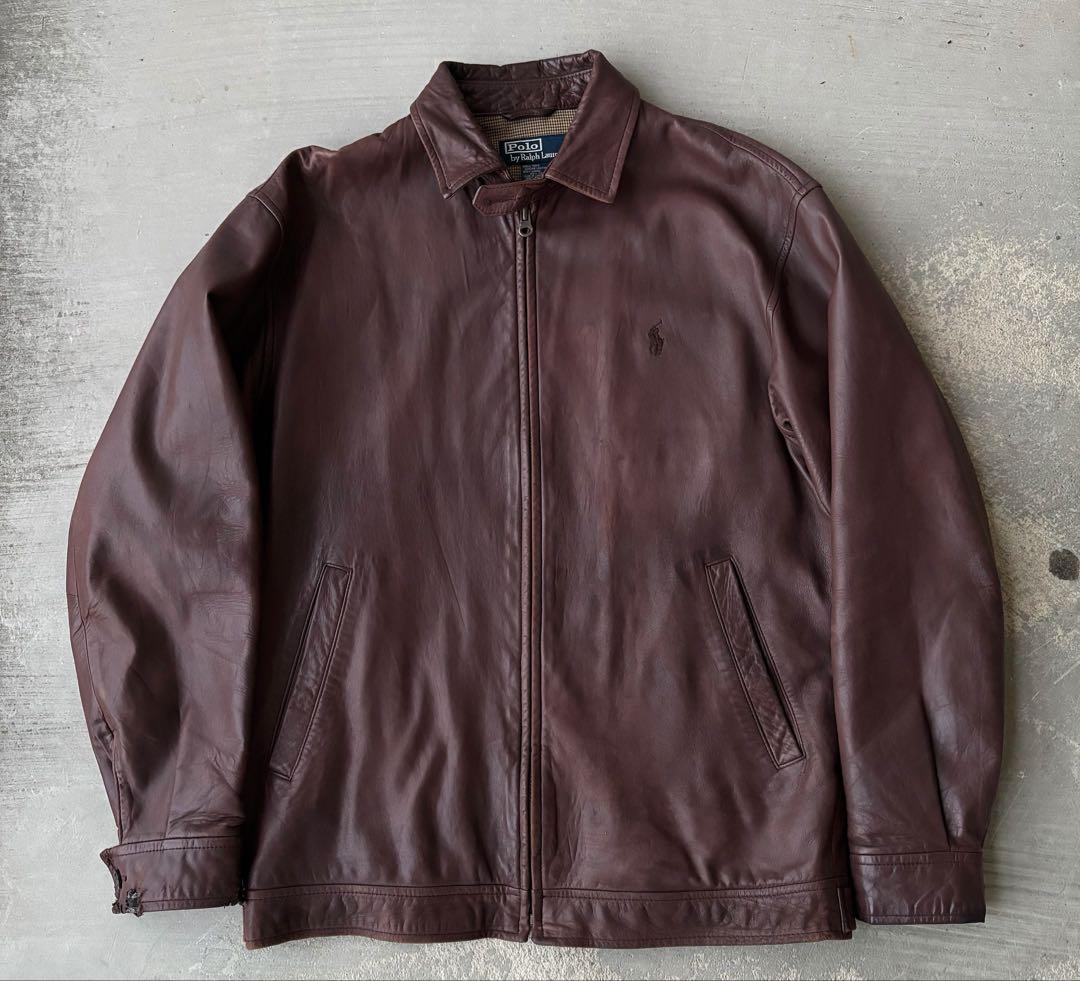 希少 Sサイズ ラルフローレン ポニー刺繍 レザージャケット スイングトップ