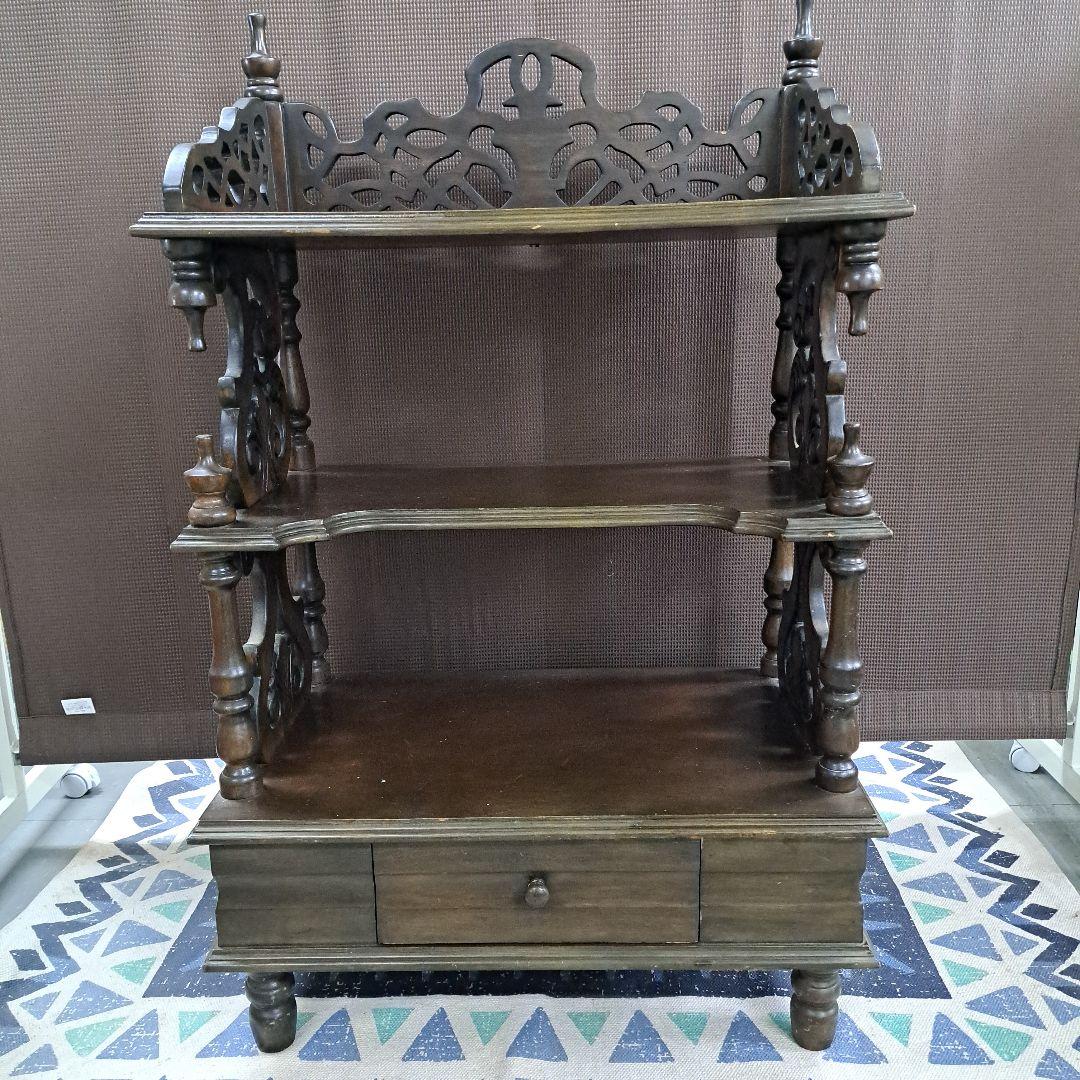 ♡木製彫刻シェルフ 引き出し付き♡