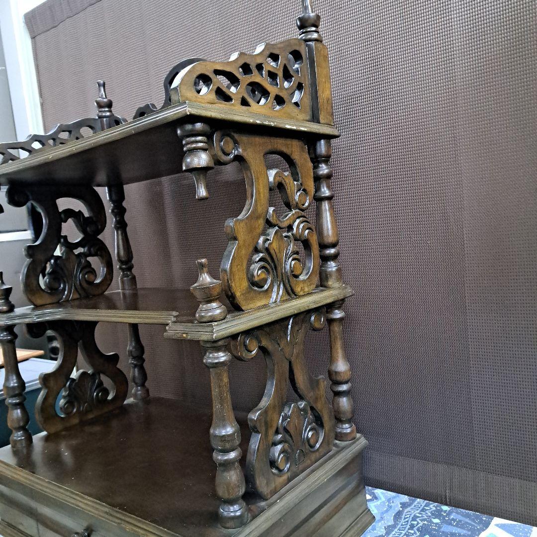 ♡木製彫刻シェルフ 引き出し付き♡