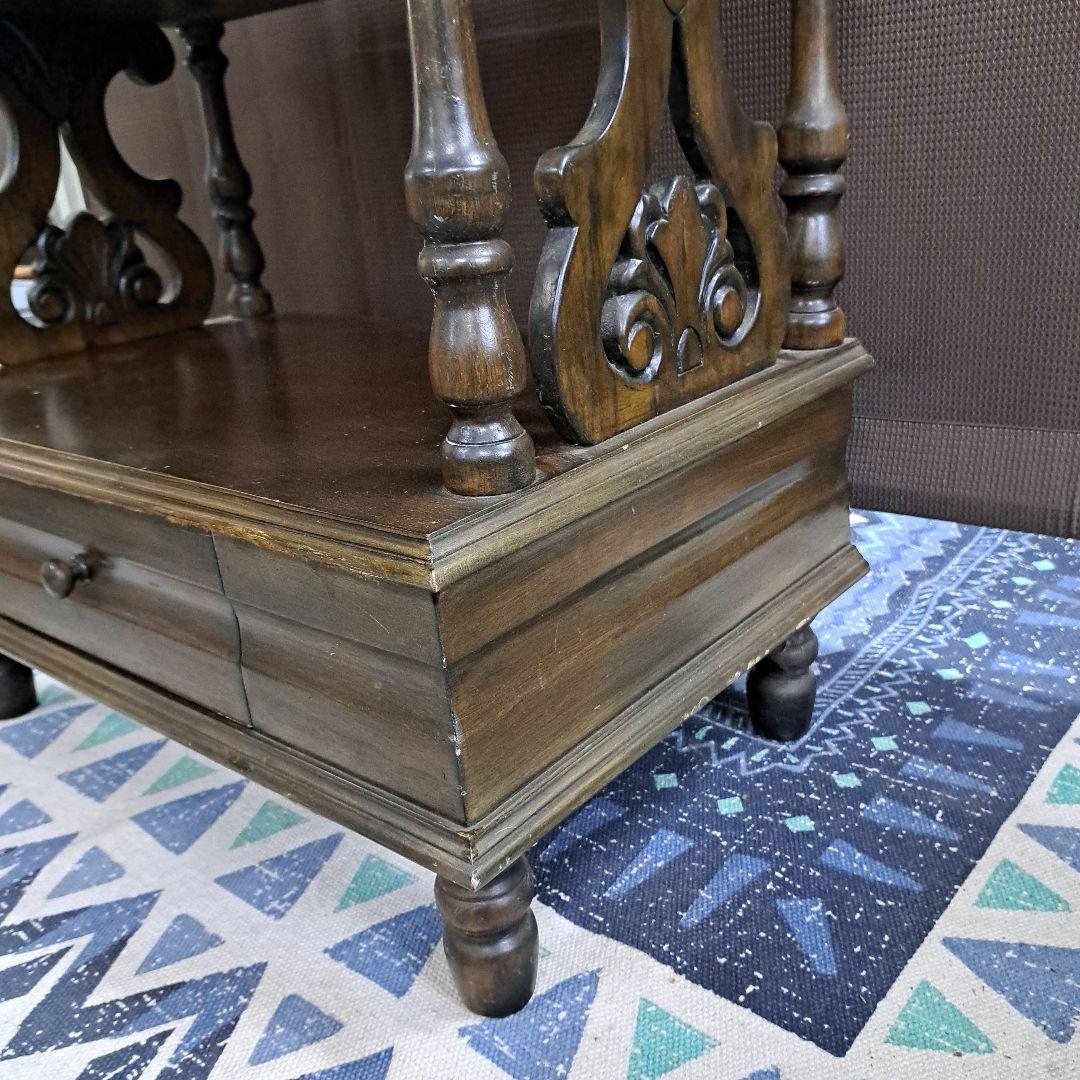 ♡木製彫刻シェルフ 引き出し付き♡