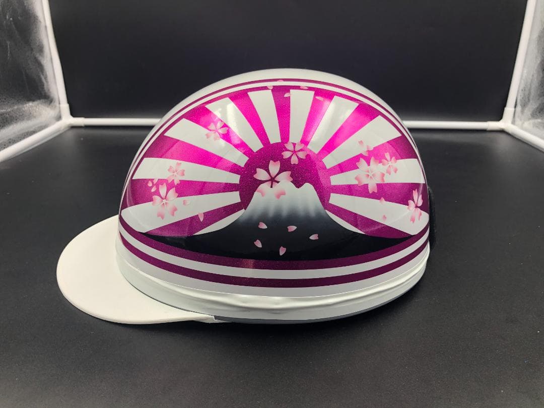 コルク半　カスタム　富士日章　三つボタン　ホワイトピンク　ラメ　桜