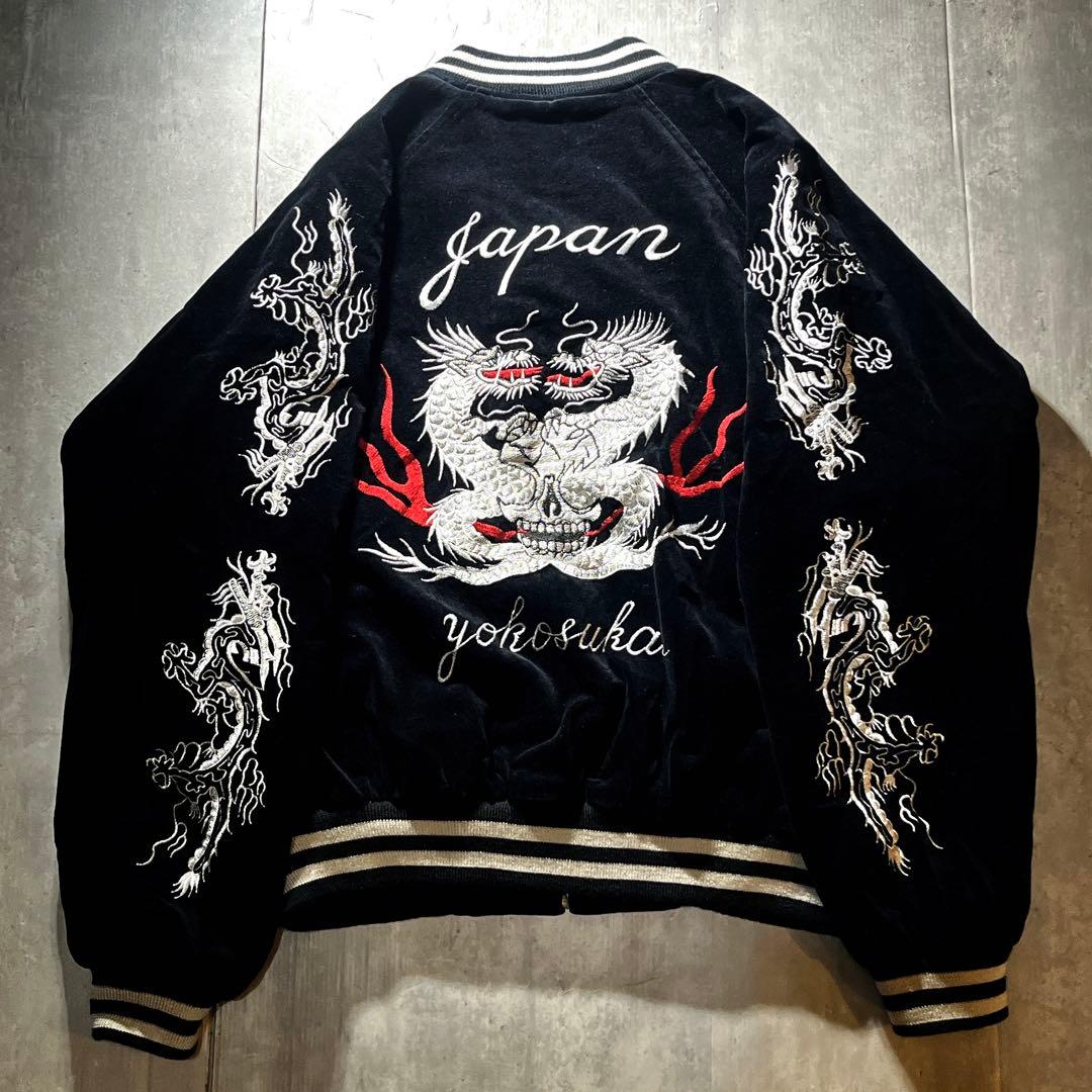 JUNGLE STORM 別珍 スカジャン 龍 ドラゴン 銀刺繍　y2k L