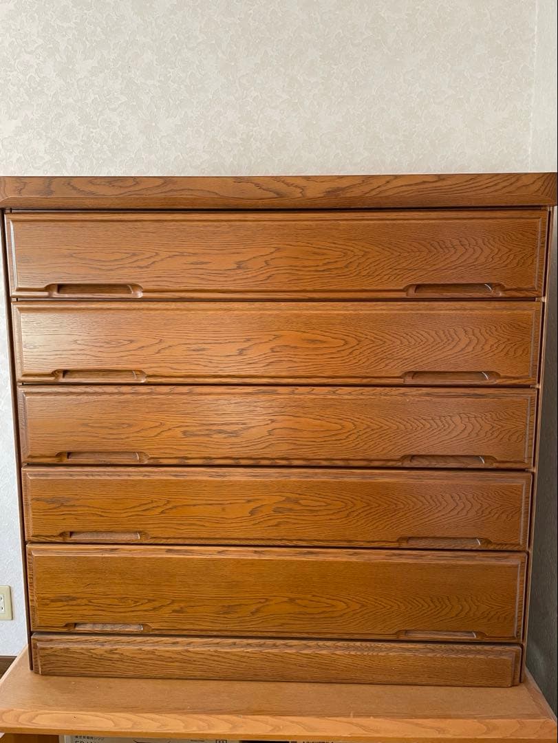 ナチュラルウッド 5段チェスト