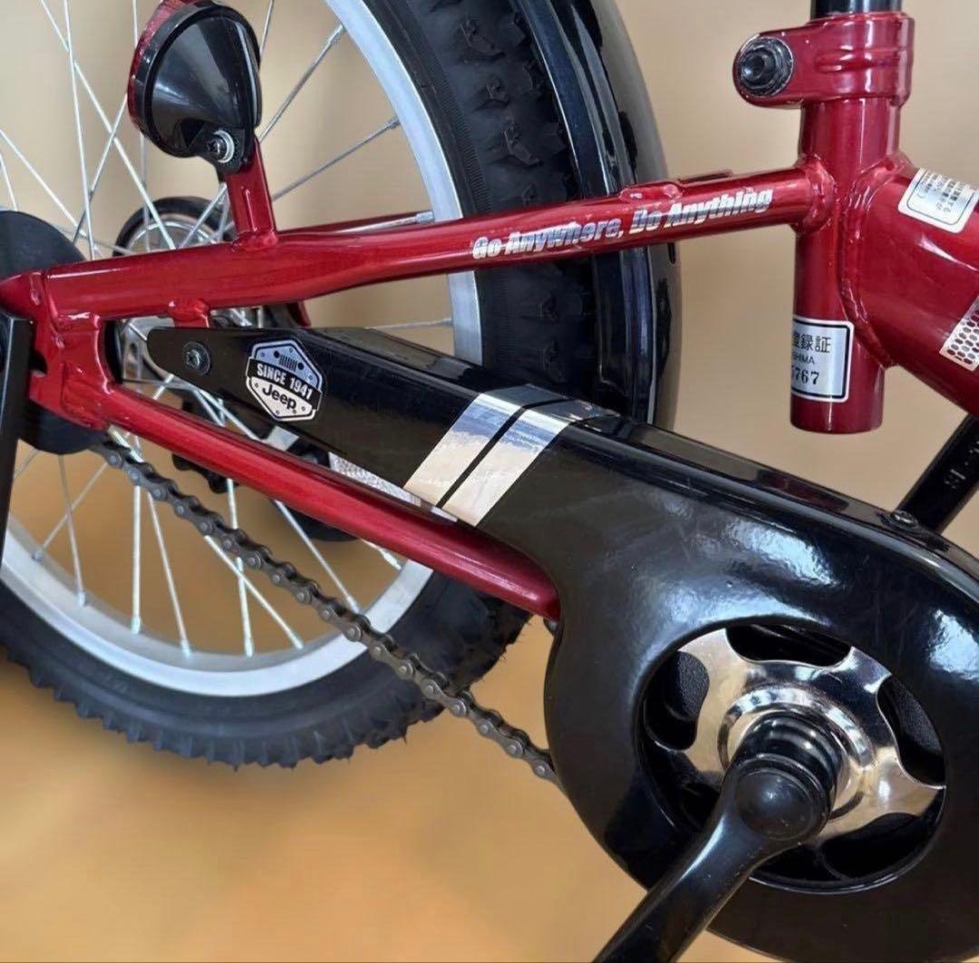 【極美品】Jeep 子供用自転車 16インチ 赤 前カゴ付き 補助輪付き